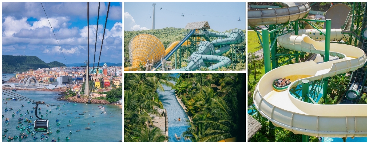 世界最長跨海纜車→香島水樂園(漂漂河、滑水道多項水上設施一次玩)→陸樂園(木製-雲霄飛車、老鷹之眼)→地中海小鎮＆親吻橋→海景餐廳→小鎮夜市